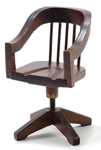 Dollhouse Miniature Swivel Desk Chair, Walnut